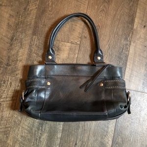 Fossil genuine leather dark gray handbag